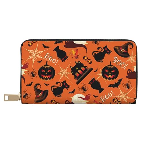 Hgbbdyyjj Halloween Premium Lange Geldbörse für Damen und Herren - Reißverschluss Geldbörse aus PU-Leder mit 12 Kartenfächern und Münzfach von Hgbbdyyjj