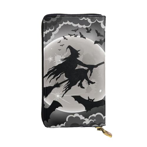 Hgbbdyyjj Halloween Witch Premium Lange Geldbörse für Frauen – PU-Leder Geldbörse mit Reißverschluss und 12 Kartenfächern & Münzfach von Hgbbdyyjj