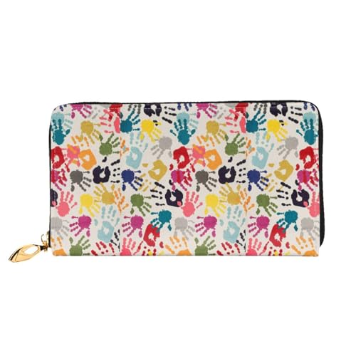 Hgbbdyyjj Handdruck Premium Lange Geldbörse für Damen und Herren - Reißverschluss Geldbörse aus PU-Leder mit 12 Kartenfächern und Münzfach von Hgbbdyyjj