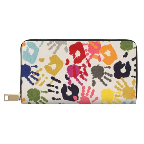 Hgbbdyyjj Handdruck Premium Lange Geldbörse für Damen und Herren - Reißverschluss Geldbörse aus PU-Leder mit 12 Kartenfächern und Münzfach von Hgbbdyyjj