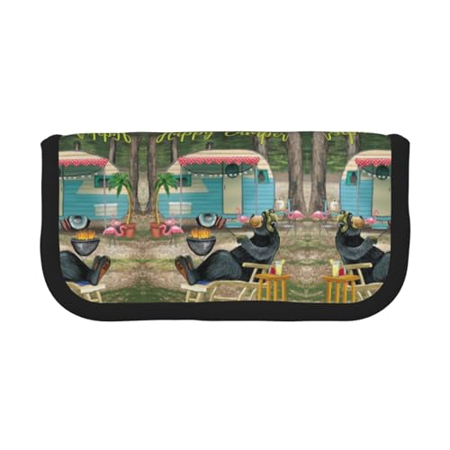 Hgbbdyyjj Happy Extra großes Federmäppchen aus Segeltuch – Doppelreißverschluss, Make-up- und Schreibwaren-Organizer-Tasche, Schwarz , Einheitsgröße, Taschen-Organizer von Hgbbdyyjj