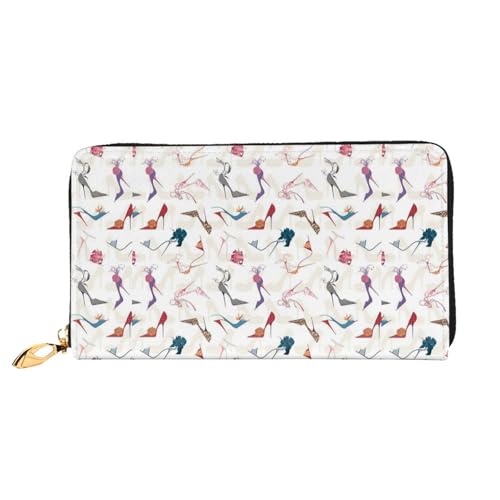 Hgbbdyyjj High Heel Shoes Premium Long Wallet für Damen und Herren - Geldbörse mit Reißverschluss aus PU-Leder mit 12 Kartenfächern und Münzfach von Hgbbdyyjj