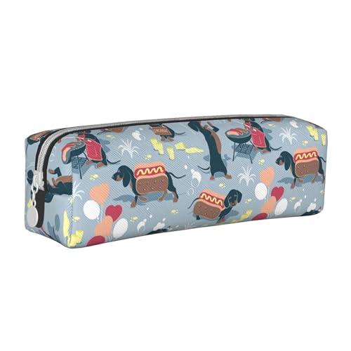 Hgbbdyyjj Hot Dogs and Lemonade Federmäppchen aus gekreuztem PVC-Leder – bedruckter Reißverschluss-Organizer für Stifte und kleine Gegenstände, weiß, Einheitsgröße, Taschen-Organizer von Hgbbdyyjj