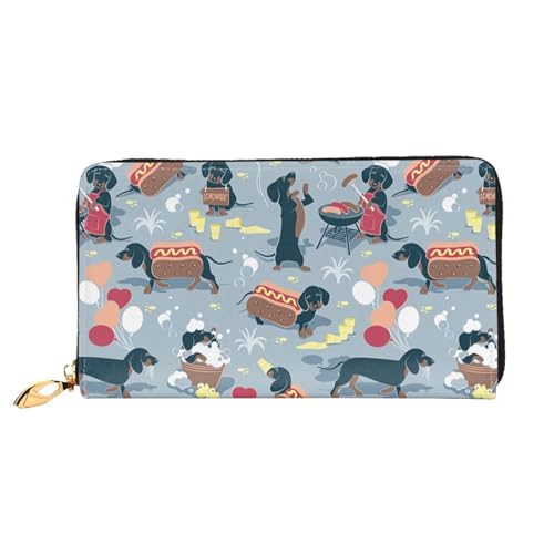Hgbbdyyjj Hot Dogs and Lemonade Premium Long Wallet für Damen und Herren - Geldbörse mit Reißverschluss aus PU-Leder mit 12 Kartenfächern und Münzfach von Hgbbdyyjj