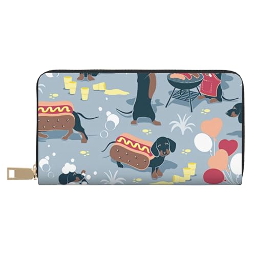 Hgbbdyyjj Hot Dogs and Lemonade Premium Long Wallet für Damen und Herren - Geldbörse mit Reißverschluss aus PU-Leder mit 12 Kartenfächern und Münzfach von Hgbbdyyjj