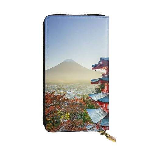 Hgbbdyyjj Japan Mount Fuji Querformat Premium lange Geldbörse für Damen – PU-Leder Reißverschluss Rundum-Geldbörse mit 12 Kartenfächern und Münzfach von Hgbbdyyjj