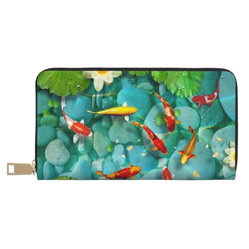 Hgbbdyyjj Japanese Carp Premium Long Wallet for Men and Women - Zip Wallet in Pu Leather with 12 Card Slots and Coin Pocket von Hgbbdyyjj