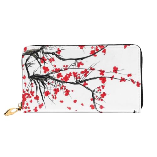 Hgbbdyyjj Japanese Cherry Tree Premium Long Wallet for Men and Women - Zip Wallet in Pu Leather with 12 Card Slots and Coin Pocket von Hgbbdyyjj