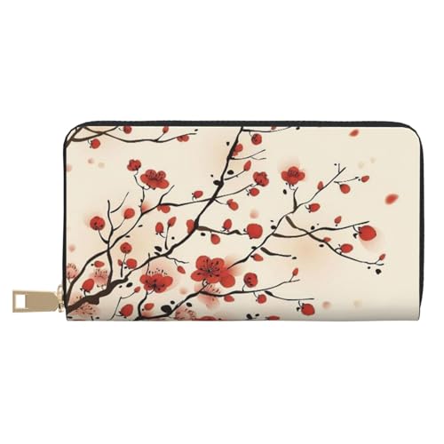 Hgbbdyyjj Japanese Spring Plum Floral Premium Long Wallet for Men and Women - Zip Wallet in Pu Leather with 12 Card Slots and Coin Pocket von Hgbbdyyjj