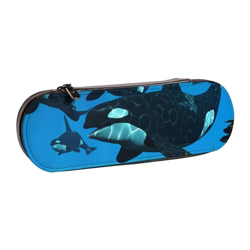 Hgbbdyyjj Killer Whales Swim Along Kosmetiktasche mit Klappe, personalisierbar, multifunktional, wasserdicht, für Stifte, Schwarz , Einheitsgröße, Taschen-Organizer von Hgbbdyyjj