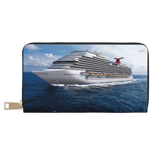 Hgbbdyyjj Kreuzfahrtschiff Premium Long Wallet für Damen und Herren - Reißverschluss Geldbörse aus PU-Leder mit 12 Kartenfächern und Münzfach von Hgbbdyyjj