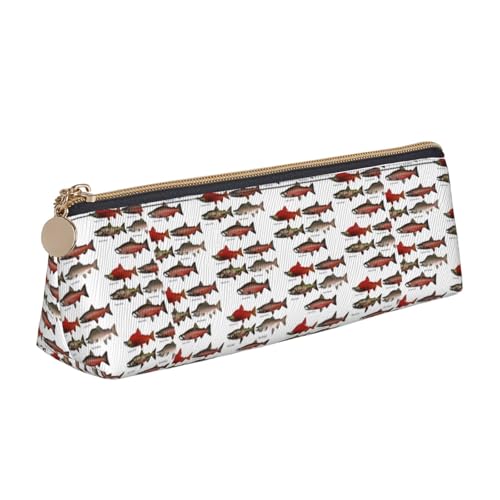 Hgbbdyyjj Lachs Multifunktions-Aufbewahrungstasche aus Leder, dreieckig, mit großem Fassungsvermögen, personalisierbar, weiß, Einheitsgröße, Taschen-Organizer von Hgbbdyyjj