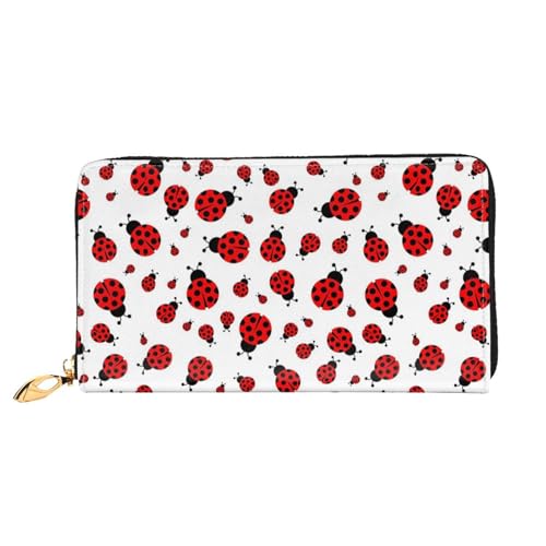 Hgbbdyyjj Ladybug Premium Lange Geldbörse für Damen und Herren - Reißverschluss Geldbörse aus PU-Leder mit 12 Kartenfächern und Münzfach von Hgbbdyyjj