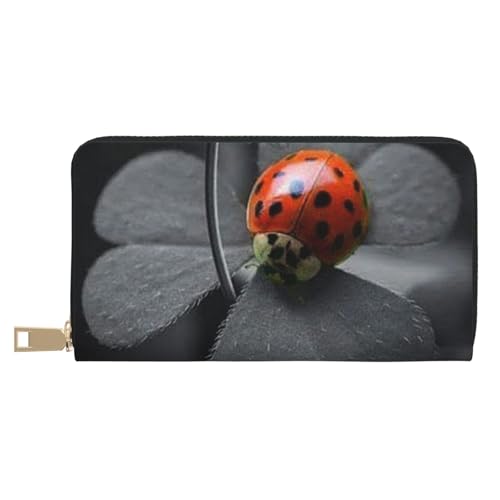 Hgbbdyyjj Ladybug Premium Lange Geldbörse für Damen und Herren - Reißverschluss Geldbörse aus PU-Leder mit 12 Kartenfächern und Münzfach von Hgbbdyyjj