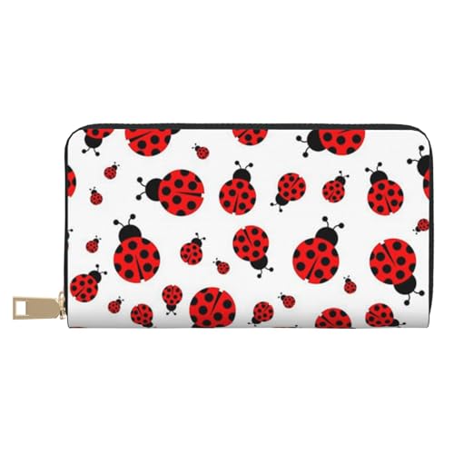 Hgbbdyyjj Ladybug Premium Lange Geldbörse für Damen und Herren - Reißverschluss Geldbörse aus PU-Leder mit 12 Kartenfächern und Münzfach von Hgbbdyyjj