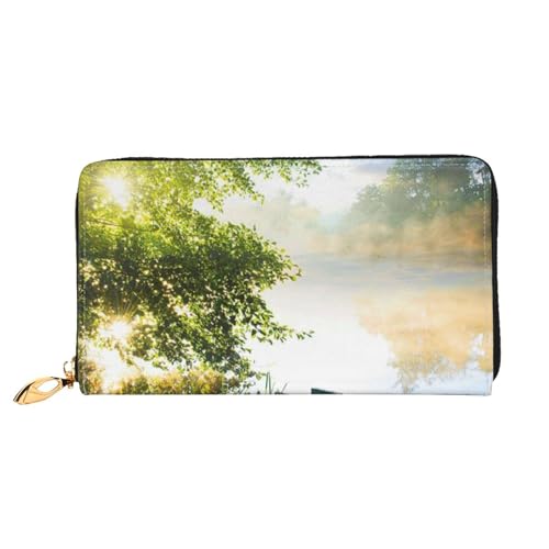 Hgbbdyyjj Landscape Trees Premium Long Wallet für Damen und Herren - Geldbörse mit Reißverschluss aus PU-Leder mit 12 Kartenfächern und Münzfach von Hgbbdyyjj