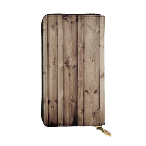 Hgbbdyyjj Lange Geldbörse aus PU-Leder mit Holzmaserung für Damen – Geldbörse mit Reißverschluss und 12 Kartenfächern und Münzfach von Hgbbdyyjj