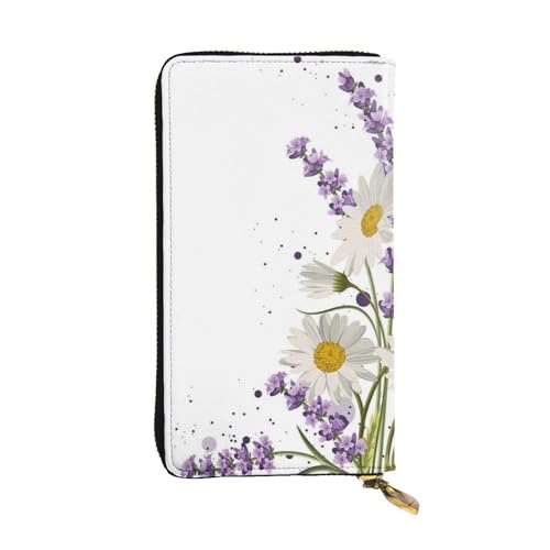 Hgbbdyyjj Lavender and Daisies Premium Long Wallet for Women - Pu Leather Zip Around Purse with 12 Card Slots & Coin Pocket von Hgbbdyyjj