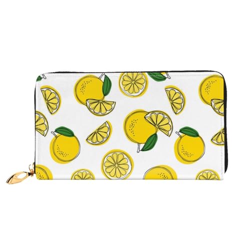 Hgbbdyyjj Lemon Fruit Pattern Premium Long Wallet für Damen und Herren - Reißverschluss Geldbörse aus PU-Leder mit 12 Kartenfächern und Münzfach von Hgbbdyyjj