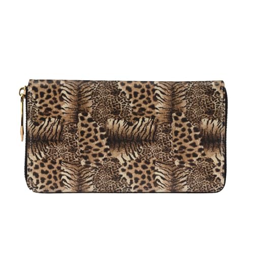 Hgbbdyyjj Leopardenmuster Premium Lange Geldbörse für Damen und Herren - Reißverschluss Geldbörse aus PU-Leder mit 12 Kartenfächern und Münzfach von Hgbbdyyjj