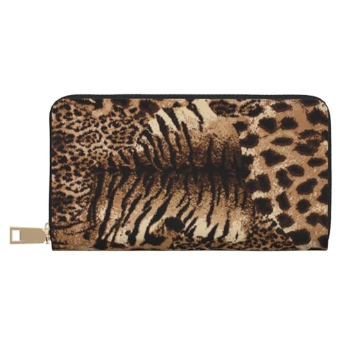 Hgbbdyyjj Leopardenmuster Premium Lange Geldbörse für Damen und Herren - Reißverschluss Geldbörse aus PU-Leder mit 12 Kartenfächern und Münzfach von Hgbbdyyjj