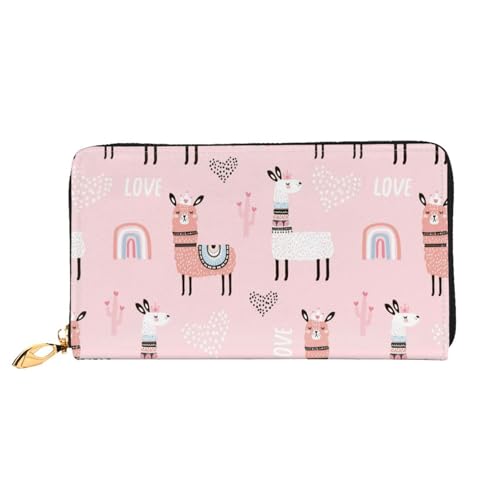 Hgbbdyyjj Llama Premium Long Wallet für Damen und Herren - Geldbörse mit Reißverschluss aus PU-Leder mit 12 Kartenfächern und Münzfach von Hgbbdyyjj
