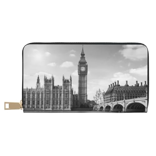 Hgbbdyyjj London Premium Long Wallet für Damen und Herren - Geldbörse mit Reißverschluss aus PU-Leder mit 12 Kartenfächern und Münzfach von Hgbbdyyjj