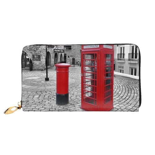 Hgbbdyyjj London Red Telephone Booth Premium Long Wallet for Men and Women - Zip Wallet in Pu Leather with 12 Card Slots and Coin Pocket von Hgbbdyyjj