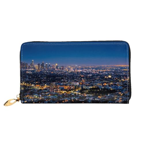 Hgbbdyyjj Los Angeles Premium Long Wallet für Damen und Herren - Geldbörse mit Reißverschluss aus PU-Leder mit 12 Kartenfächern und Münzfach von Hgbbdyyjj
