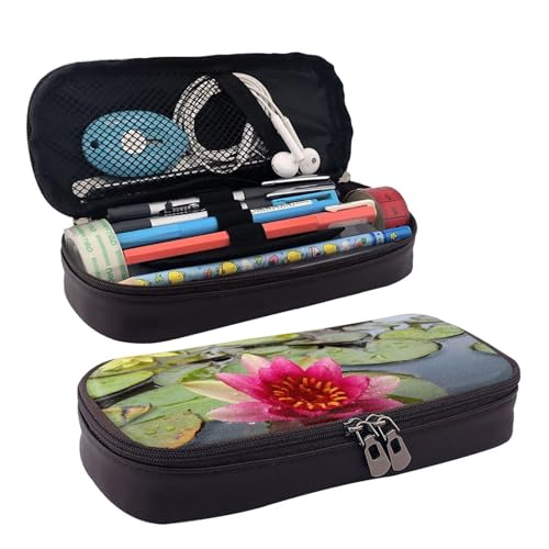 Hgbbdyyjj Lotus Flowerpersonalised Large Capacity Multifunctional Leather Flap Pencil Case Cosmetic Bag Soft and Stain Resistant, Schwarz , Einheitsgröße, Taschen-Organizer von Hgbbdyyjj