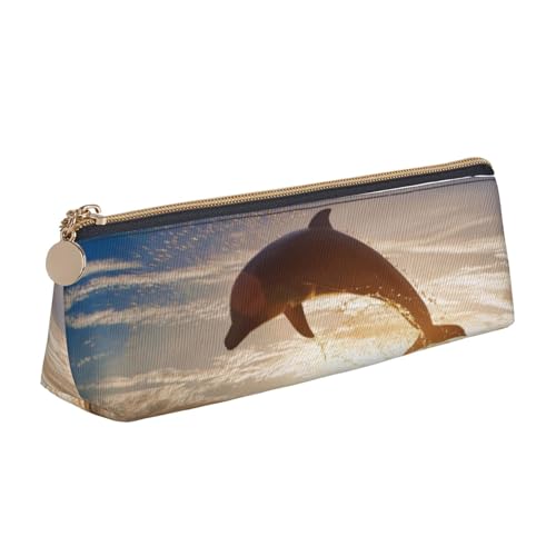 Hgbbdyyjj Lustige Aufbewahrungstasche aus Leder mit Delfinmotiv, personalisierbar, multifunktional, großes Fassungsvermögen, dreieckig, aus Leder, weiß, Einheitsgröße, Taschen-Organizer von Hgbbdyyjj