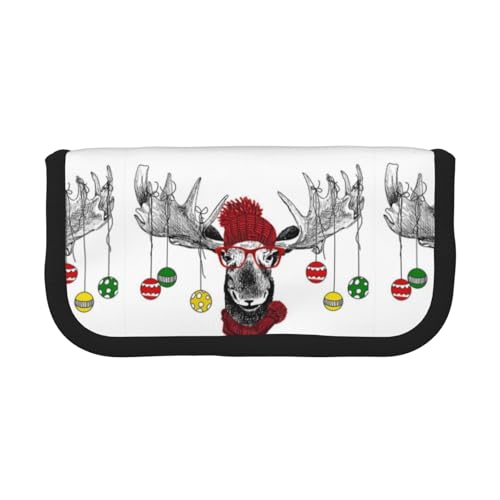 Hgbbdyyjj Lustiges Weihnachts-Federmäppchen aus Segeltuch, extra groß, mit doppeltem Reißverschluss, Make-up- und Schreibwaren-Organizer-Tasche, Schwarz , Einheitsgröße, Taschen-Organizer von Hgbbdyyjj