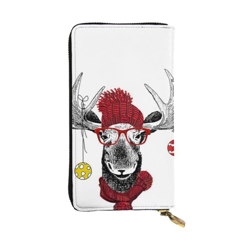 Hgbbdyyjj Lustiges Weihnachts-Hirsch-Premium-Premiumgeldbörse für Damen – PU-Leder mit umlaufendem Reißverschluss und 12 Kartenfächern und Münzfach von Hgbbdyyjj