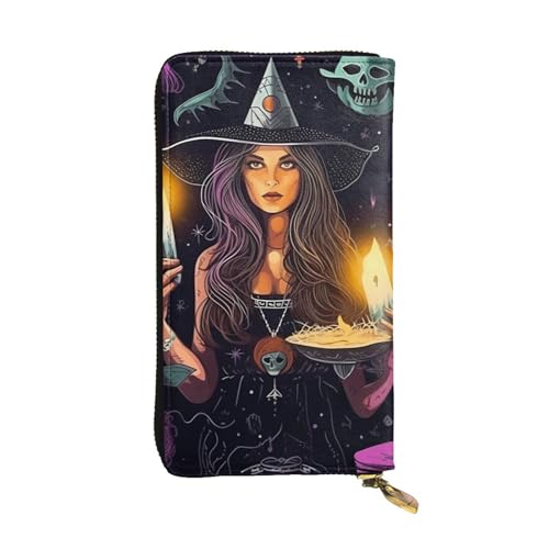 Hgbbdyyjj Magic Witch Witchcraft Bohemian Drawing Premium Long Wallet for Women - Pu Leather Zip Around Purse with 12 Card Slots & Coin Pocket von Hgbbdyyjj