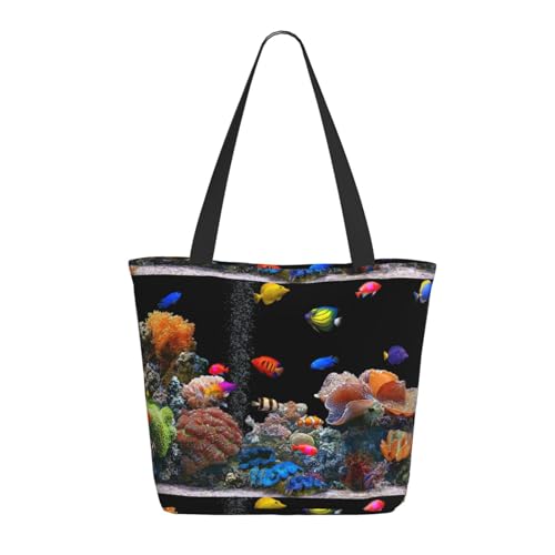 Hgbbdyyjj Marine Life Extra große Tragetasche mit Reißverschluss – strapazierfähiges Polyester Einkaufs- und Strandtasche mit versteckter Tasche von Hgbbdyyjj