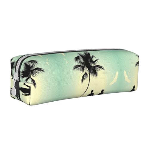 Hgbbdyyjj Married Couple Walking On The Beach Crossgrain PVC Leather Pencil Case - Printed Zipper Organizer for Pens & Small Items, weiß, Einheitsgröße, Taschen-Organizer von Hgbbdyyjj