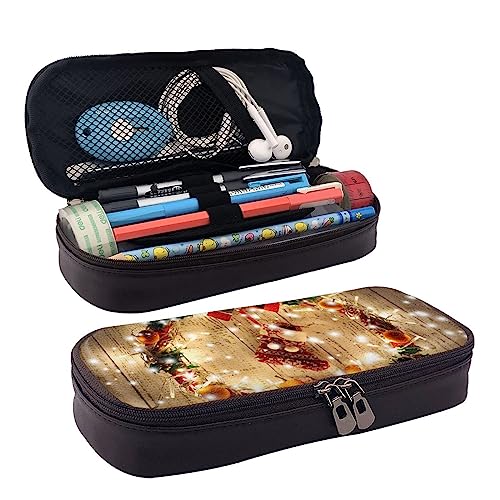 Hgbbdyyjj Merry Christmaspersonalised Large Capacity Multifunctional Leather Flap Pencil Case Cosmetic Bag Soft and Stain Resistant, Schwarz , Einheitsgröße, Taschen-Organizer von Hgbbdyyjj