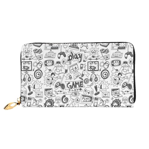 Hgbbdyyjj Monochrome Sketch Style Gaming Premium Long Wallet for Men and Women - Zip Wallet in Pu Leather with 12 Card Slots and Coin Pocket von Hgbbdyyjj