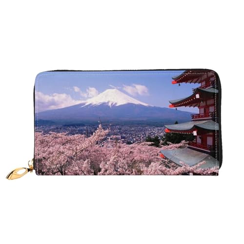 Hgbbdyyjj Mount Fuji Japan Premium Long Wallet für Damen und Herren - Geldbörse mit Reißverschluss aus PU-Leder mit 12 Kartenfächern und Münzfach von Hgbbdyyjj