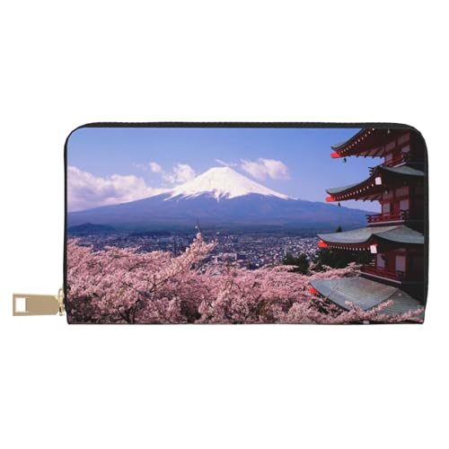 Hgbbdyyjj Mount Fuji Japan Premium Long Wallet für Damen und Herren - Geldbörse mit Reißverschluss aus PU-Leder mit 12 Kartenfächern und Münzfach von Hgbbdyyjj