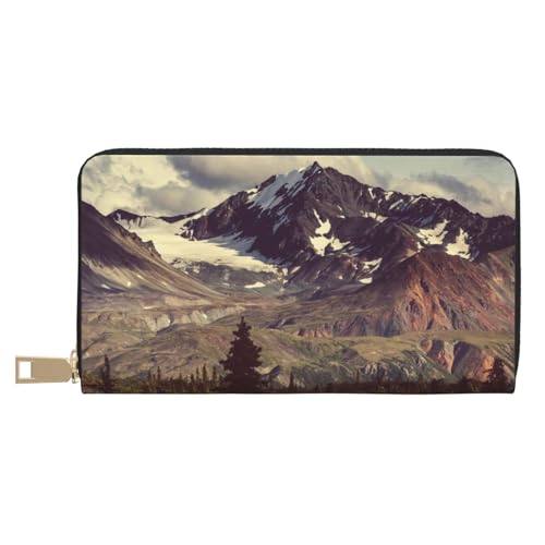Hgbbdyyjj Mountains Scenery Premium Long Wallet für Damen und Herren - Geldbörse mit Reißverschluss aus PU-Leder mit 12 Kartenfächern und Münzfach von Hgbbdyyjj