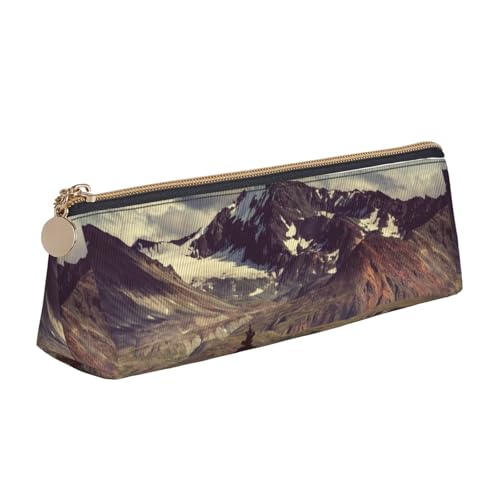 Hgbbdyyjj Multifunktionale Aufbewahrungstasche aus Leder, Motiv: Berge Landschaft, personalisierbar, großes Fassungsvermögen, dreieckig, aus Leder, weiß, Einheitsgröße, Taschen-Organizer von Hgbbdyyjj