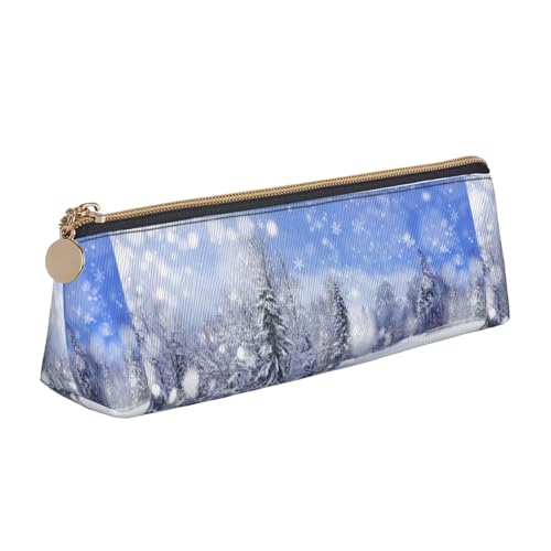 Hgbbdyyjj Multifunktionale Aufbewahrungstasche aus Leder, Motiv: Winterlandschaft, personalisierbar, großes Fassungsvermögen, dreieckig, aus Leder, weiß, Einheitsgröße, Taschen-Organizer von Hgbbdyyjj