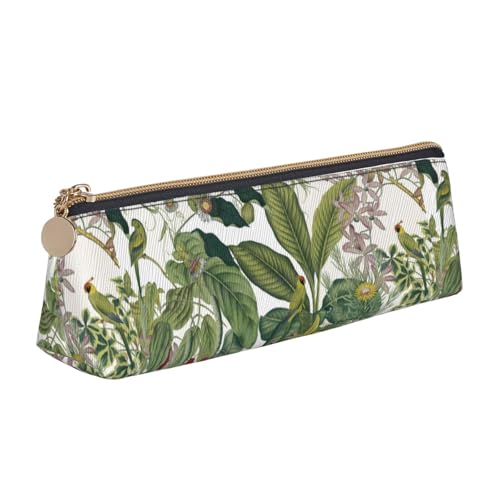 Hgbbdyyjj Multifunktionale Aufbewahrungstasche aus Leder, Motiv: tropische Blumen und Blätter, Papagei, personalisierbar, großes Fassungsvermögen, dreieckig, aus Leder, weiß, Einheitsgröße von Hgbbdyyjj