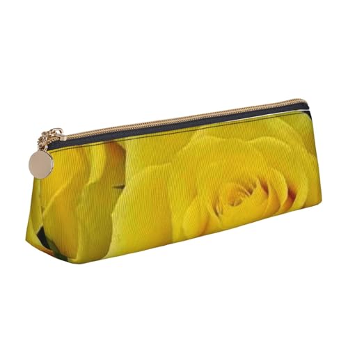 Hgbbdyyjj Multifunktionale Aufbewahrungstasche aus Leder, dreieckig, Motiv: gelbe Rosen, personalisierbar, weiß, Einheitsgröße, Taschen-Organizer von Hgbbdyyjj