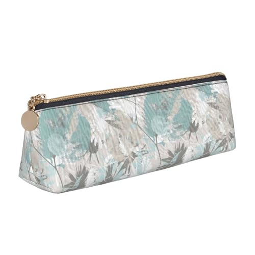 Hgbbdyyjj Multifunktionale Aufbewahrungstasche aus Leder, mit großem Fassungsvermögen, dreieckig, mit Blättern, mintgrau, weiß, Einheitsgröße, Taschen-Organizer von Hgbbdyyjj