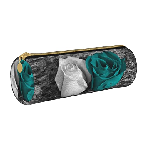 Hgbbdyyjj Multifunktionale Aufbewahrungstasche aus Leder, mit großem Fassungsvermögen, rund, Blaugrün / Grau, weiß, Einheitsgröße, Taschen-Organizer von Hgbbdyyjj