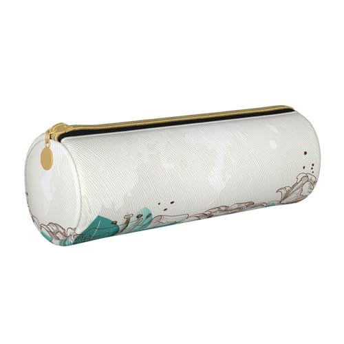 Hgbbdyyjj Multifunktionale Aufbewahrungstasche aus Leder, mit großem Fassungsvermögen, rund, Blaugrün mit Blumenmuster, weiß, Einheitsgröße, Taschen-Organizer von Hgbbdyyjj