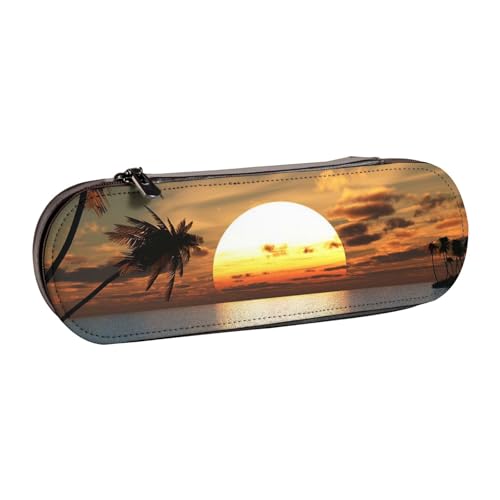 Hgbbdyyjj Multifunktionale wasserdichte Stifte-Tasche mit Klappe, personalisierbar, bedruckt, Motiv: Strand und Sonnenaufgang, Schwarz , Einheitsgröße, Taschen-Organizer von Hgbbdyyjj