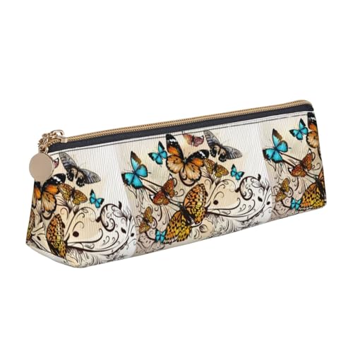 Hgbbdyyjj Multifunktions-Aufbewahrungstasche aus Leder, Motiv: Schmetterlinge, dreieckig, groß, personalisierbar, weiß, Einheitsgröße, Taschen-Organizer von Hgbbdyyjj